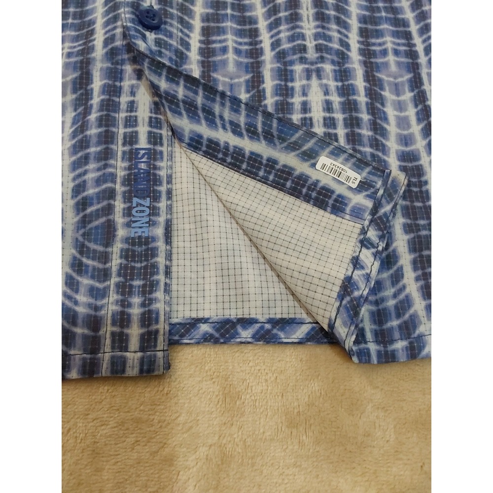 Tommy Bahama IslandZone Shirt Mens Large Blue Geometric Button Up Stretch Casual - Picture 4 of 14
